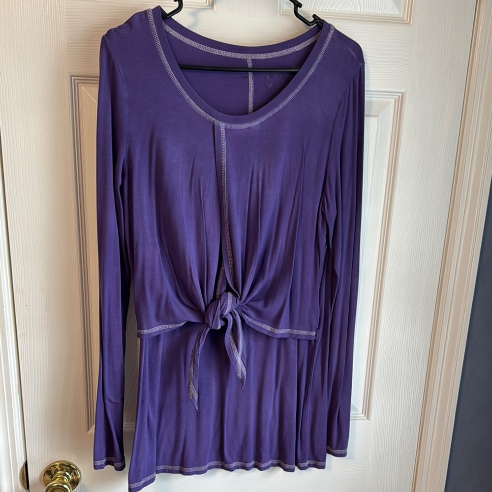 Latched Mama DYED Purple Long Sleeve Tie-front Nursing Top